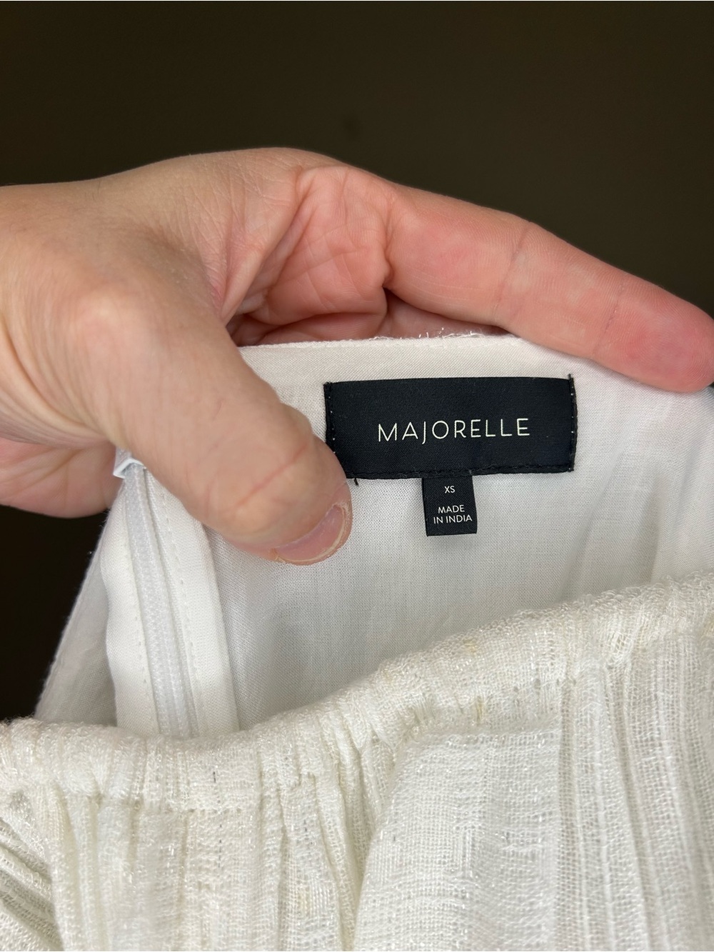 MAJORELLE Ivory Textured Wide-Leg Jumpsuit with Tie Waist - Picture 7 of 9